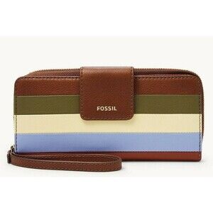 New Fossil Madison zip clutch wristlet Leather wallet PATCHWORK